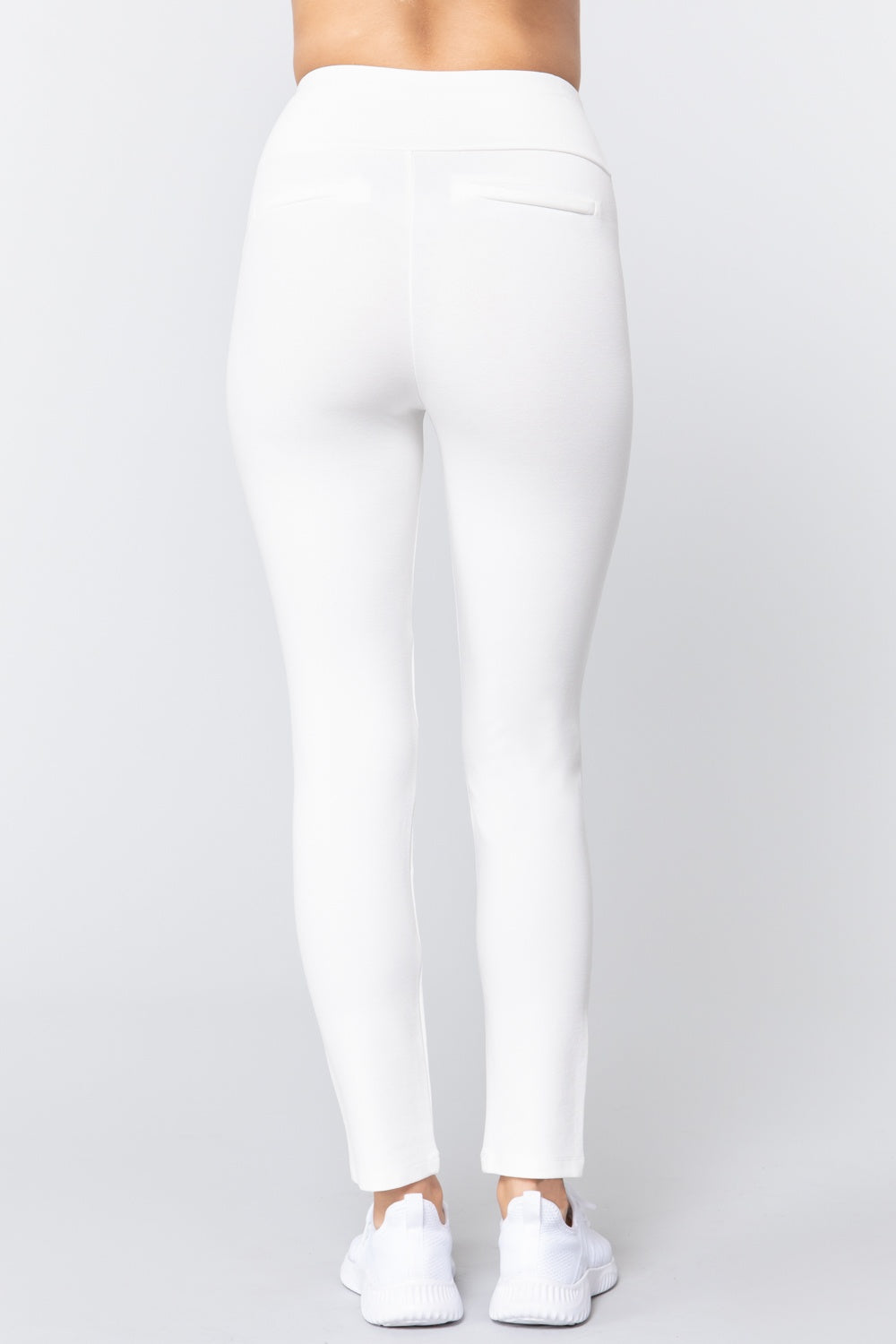Waist Band Long Ponte Pants in Off White