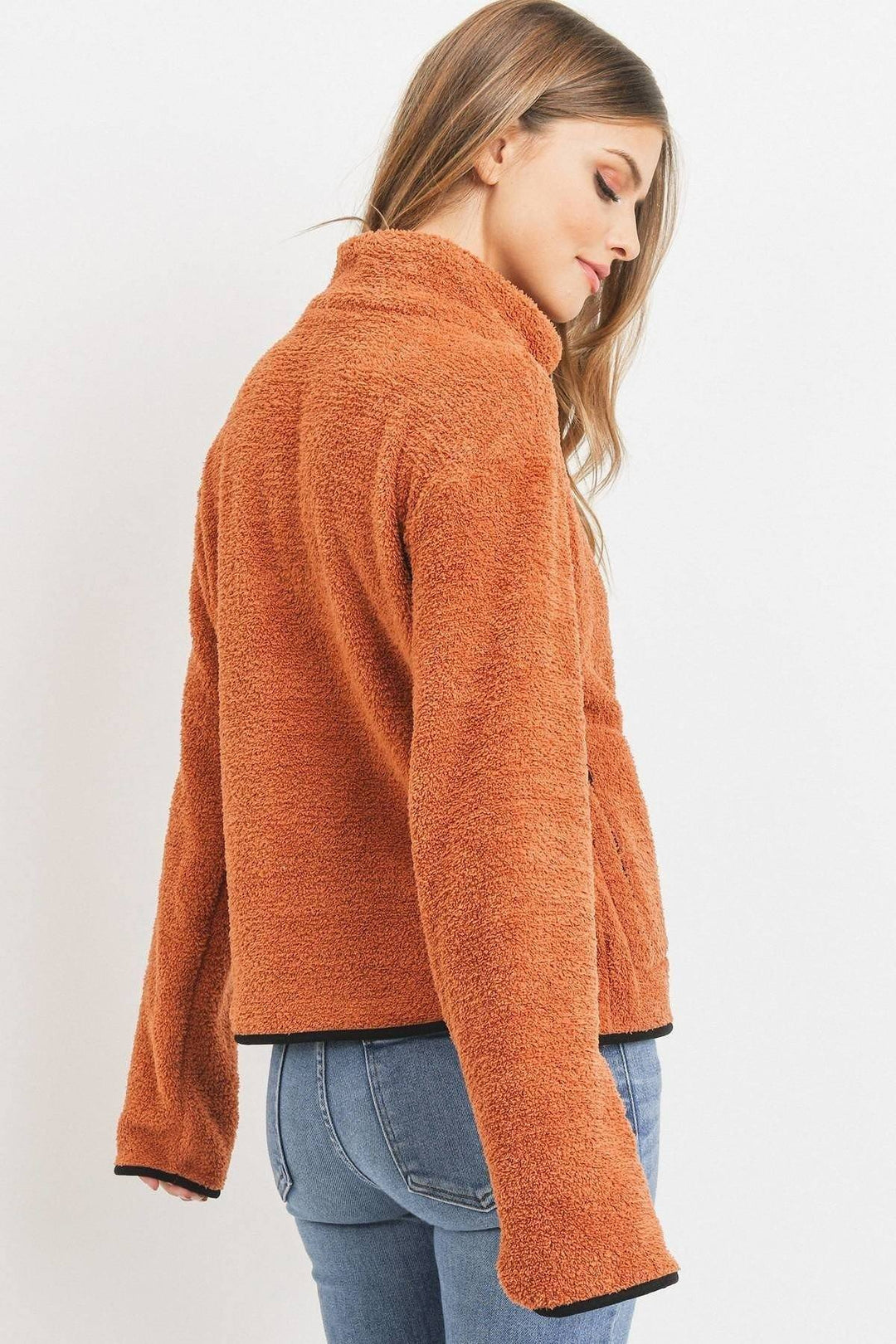 Long Sleeve Half Zipper Pullover Loopie Terry Terracotta