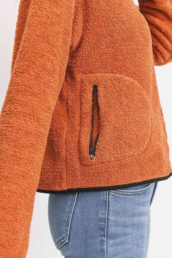 Long Sleeve Half Zipper Pullover Loopie Terry Terracotta