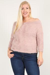 Textured Long Sleeve Top with Off the Shoulder Sleeves and Relaxed Fit Mauve