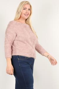 Textured Long Sleeve Top with Off the Shoulder Sleeves and Relaxed Fit Mauve