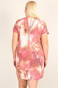 Plus Size Tie-dye Print Relaxed Fit Dress in Rust