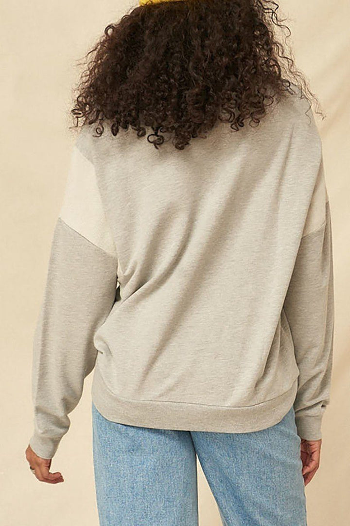 Long Sleeve Shoulder French | Graphic Sweatshirt Heather Grey