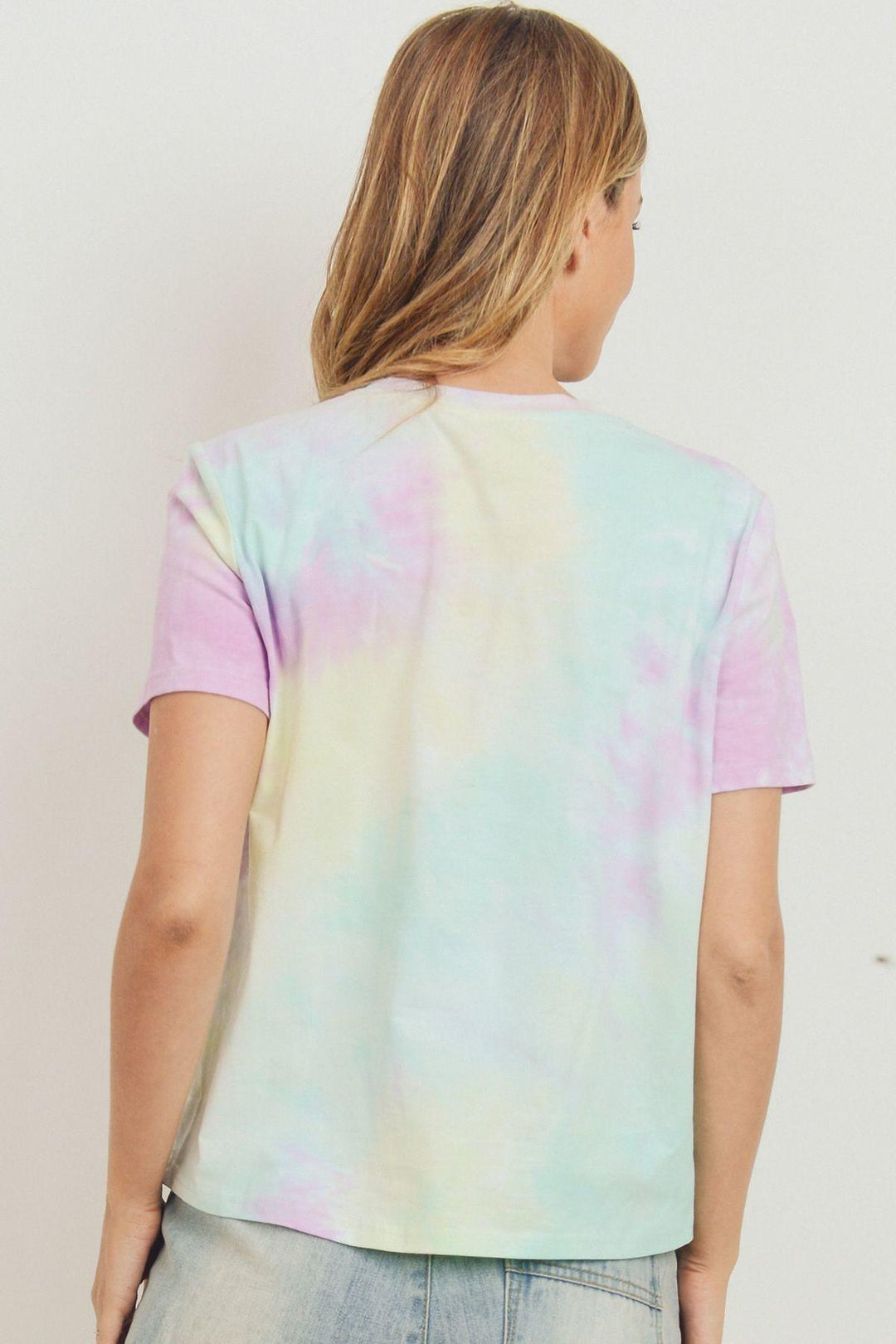 Tie Dyed Round Neck Short Sleeve Tee for Women in Green Multi