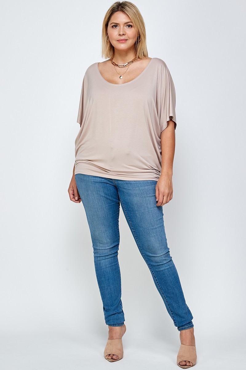 Solid Knit Top With A Flowy Silhouette in Sand