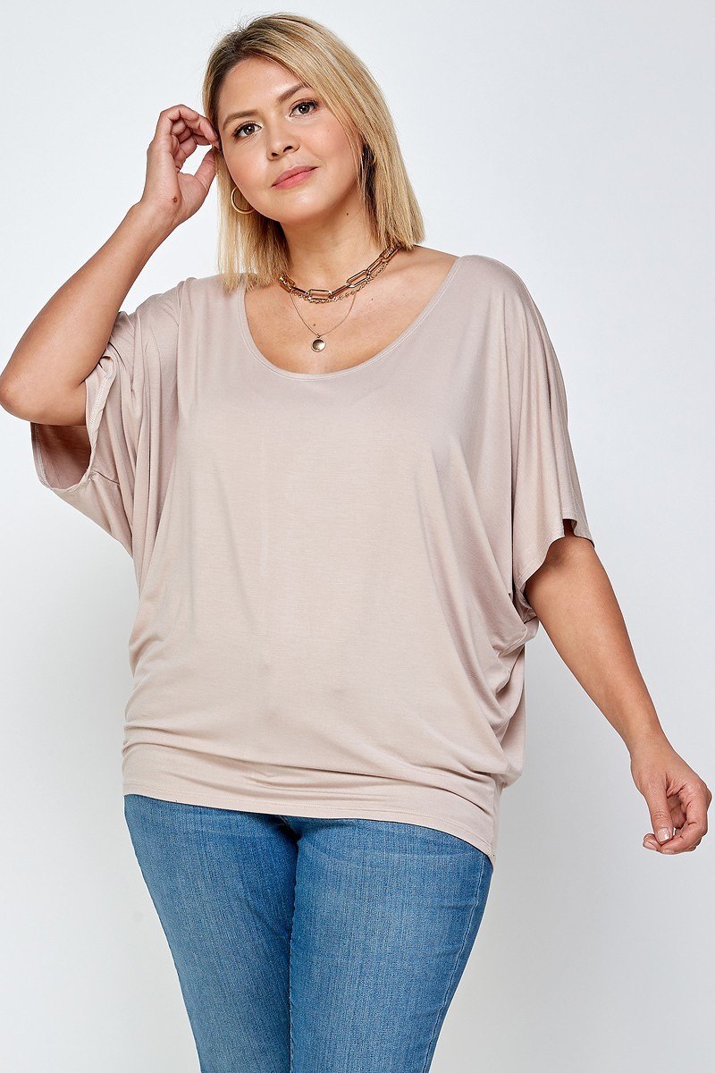 Solid Knit Top With A Flowy Silhouette in Sand