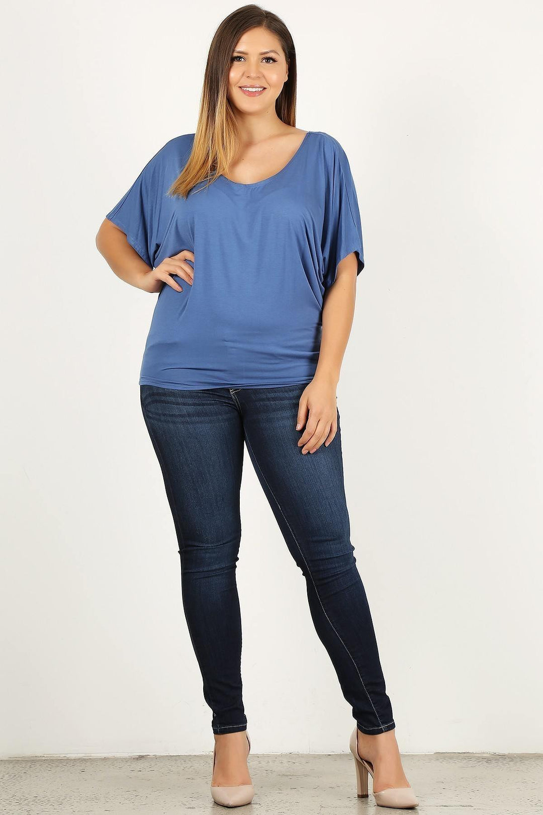 Solid Knit Top With A Flowy Silhouette in Indigo
