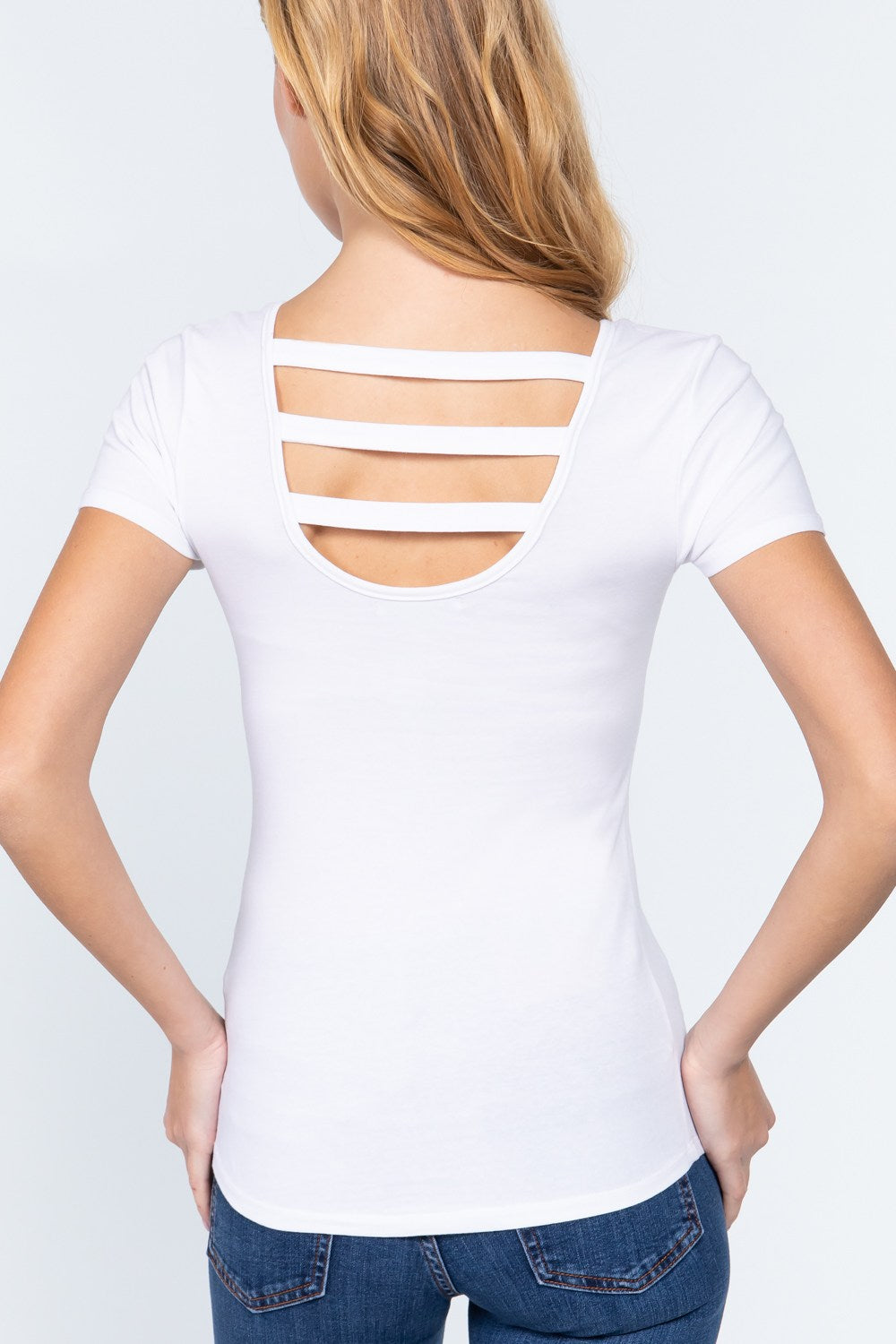Short Sleeve Top with Zipper Pocket in White