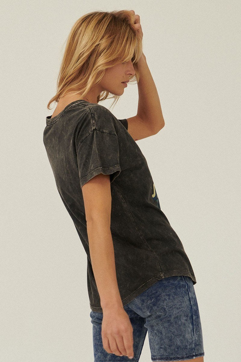 A Mineral Washed Graphic T-shirt in Charcoal