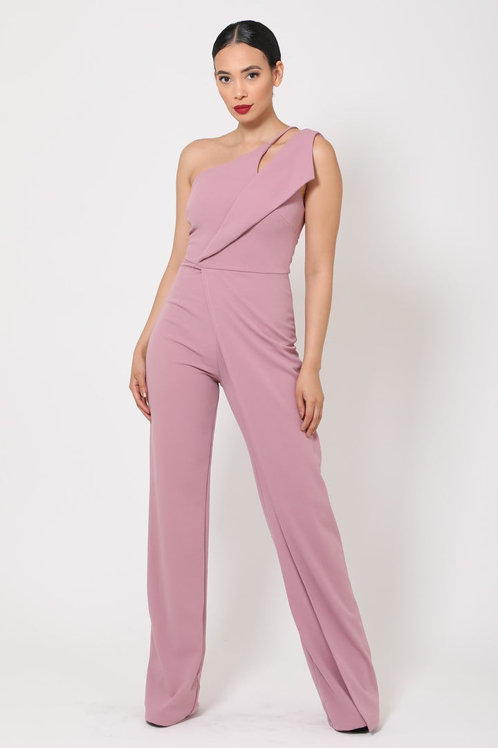 One Shoulder Jumpsuit with Small Opening