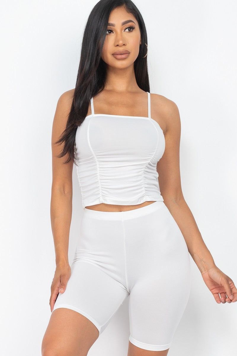 Capella | Camisole Ruched Sleeveless Top & Biker Shorts Set