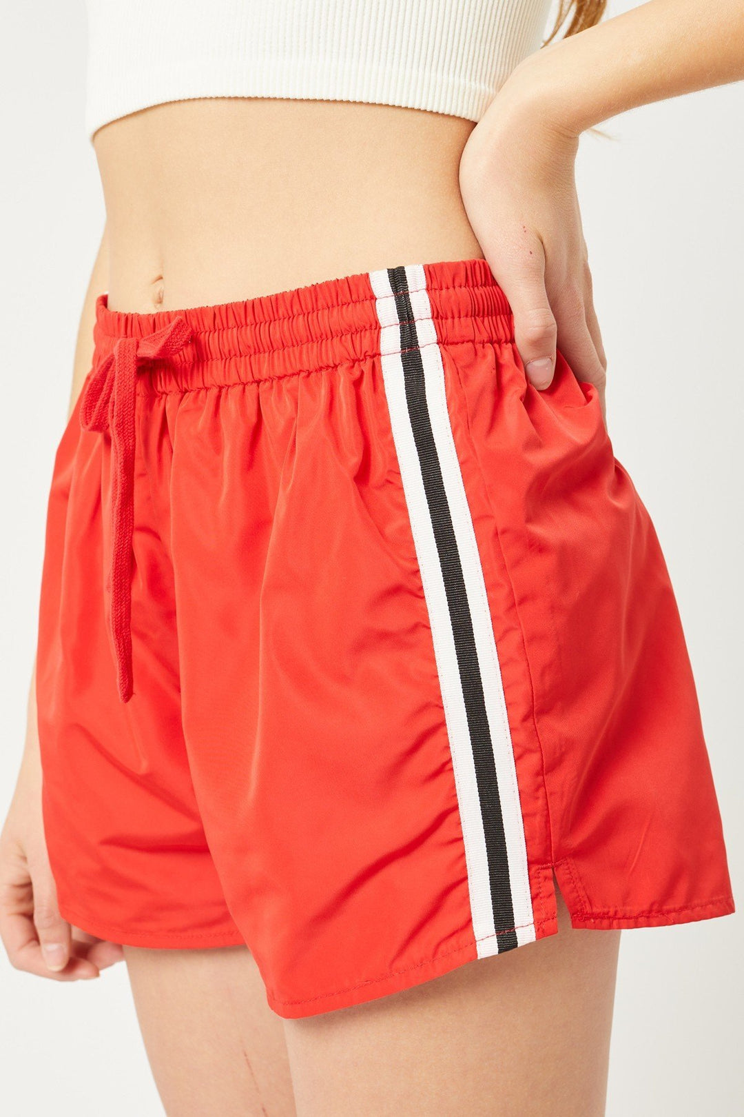 A Pair Of Windbreaker Shorts in Red