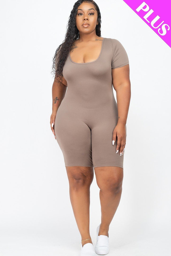 Plus Size Short Sleeve Bodycon Romper