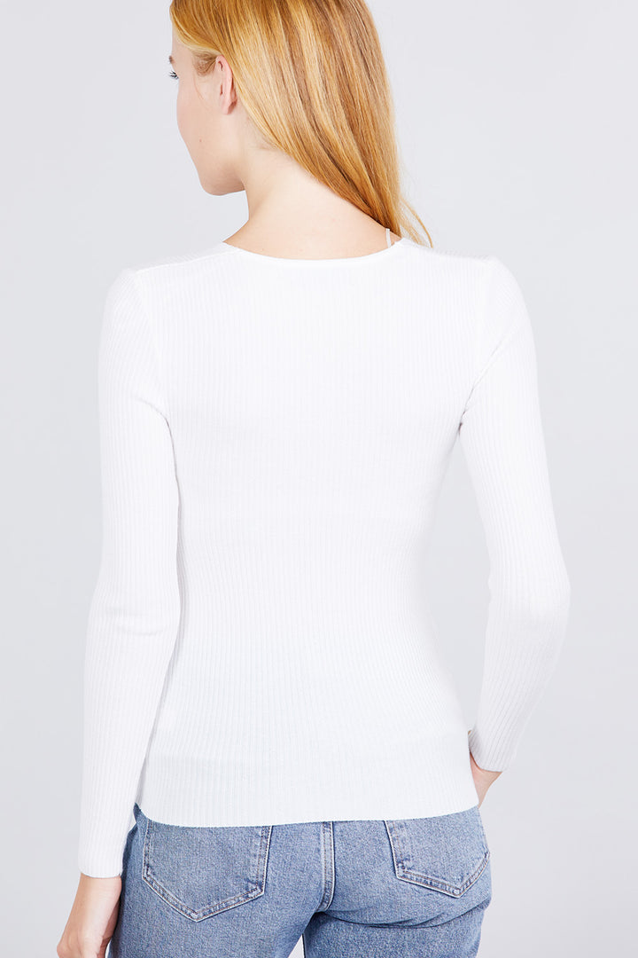 V-neck Viscose Rib Sweater