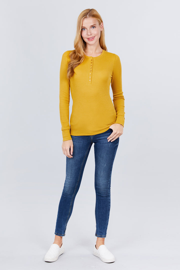 Long Sleeve Henley Thermal Top