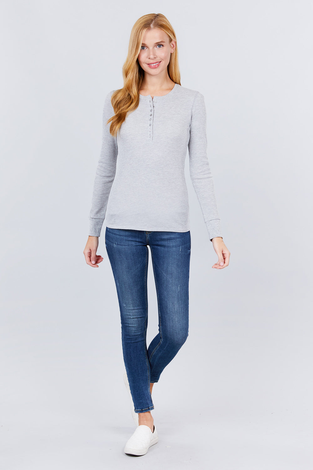 Long Sleeve Henley Thermal Top