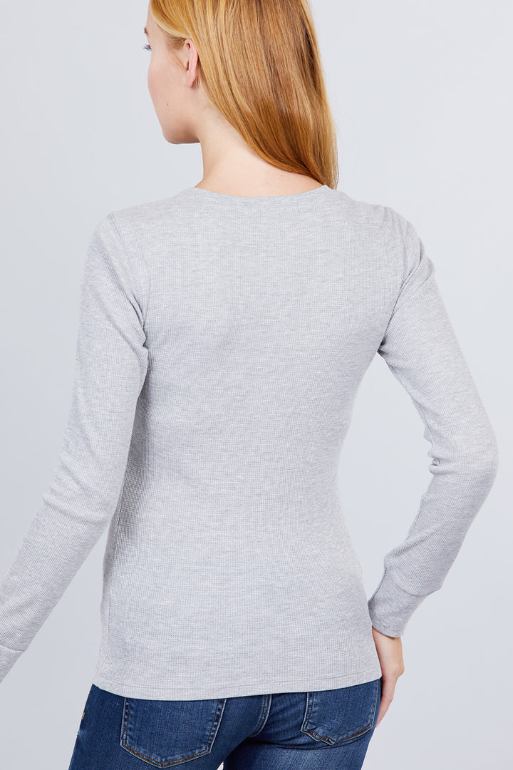 Long Sleeve Henley Thermal Top