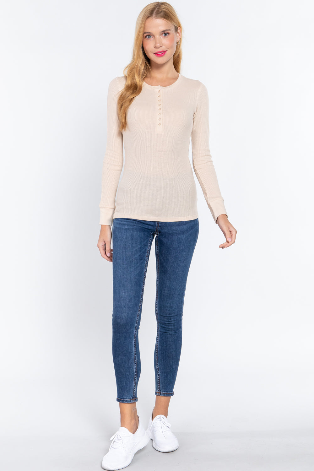 Long Sleeve Henley Thermal Top