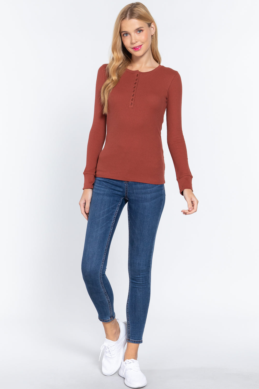 Long Sleeve Henley Thermal Top