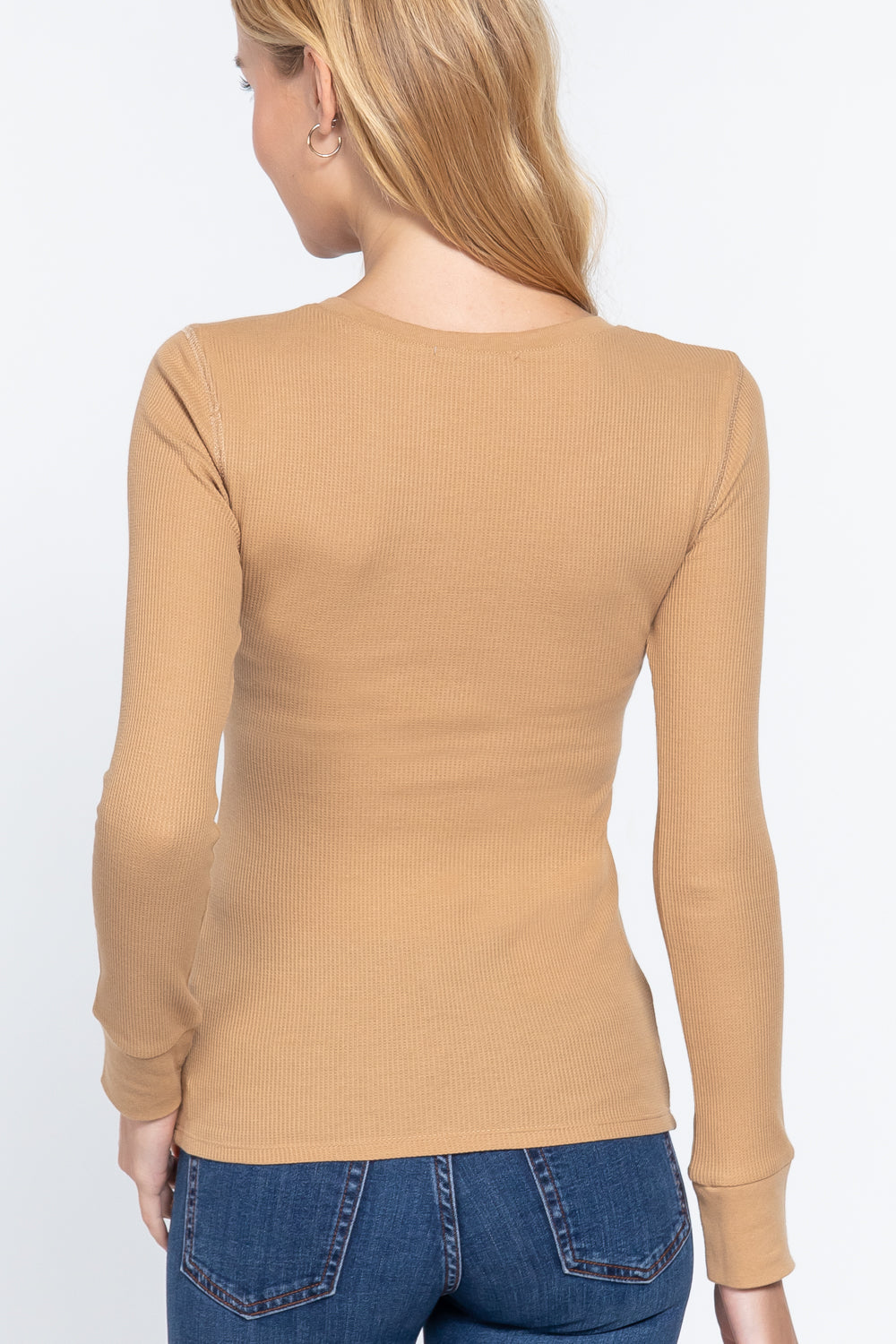 Long Sleeve Henley Thermal Top