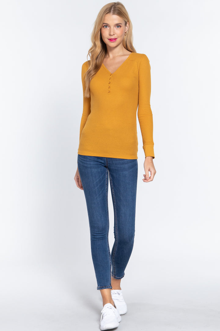 Thermal V-Neck Brushed Cotton Top | Warmth & Comfort for Cold Days