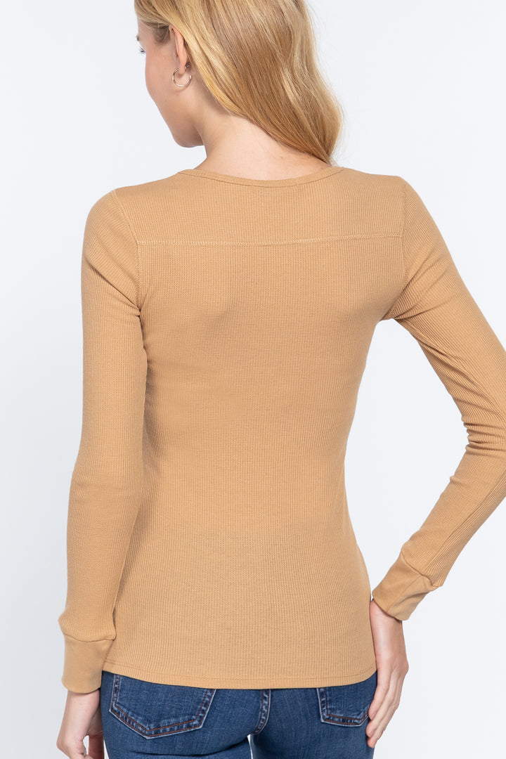 Thermal V-Neck Brushed Cotton Top | Warmth & Comfort for Cold Days