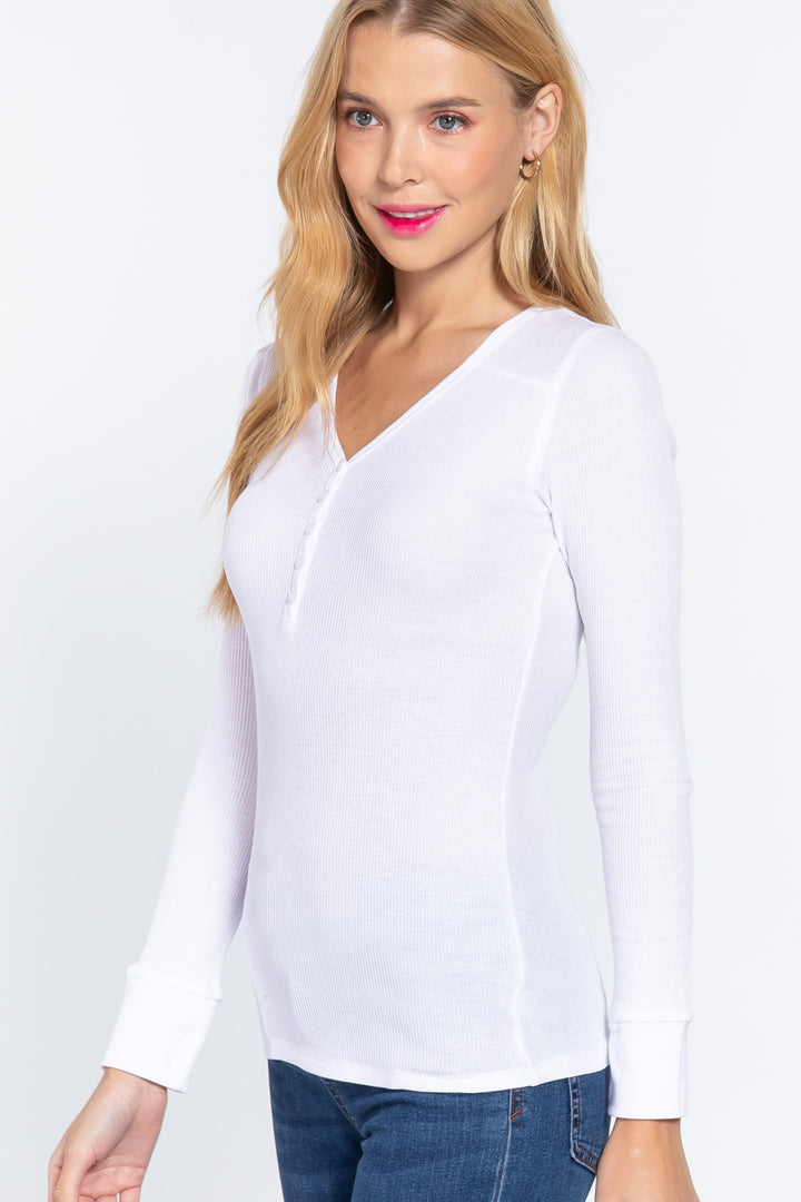 Thermal V-Neck Brushed Cotton Top | Warmth & Comfort for Cold Days