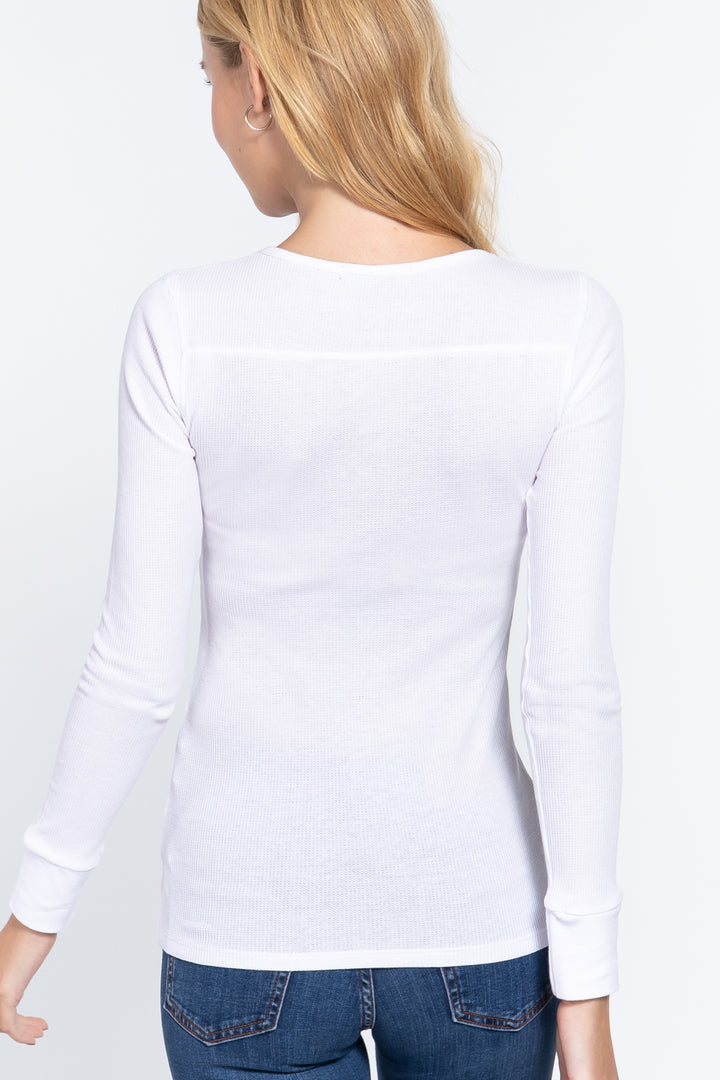 Thermal V-Neck Brushed Cotton Top | Warmth & Comfort for Cold Days