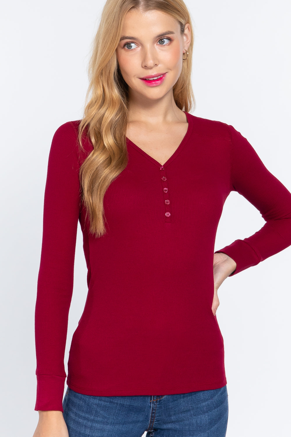 Thermal V-Neck Brushed Cotton Top | Warmth & Comfort for Cold Days