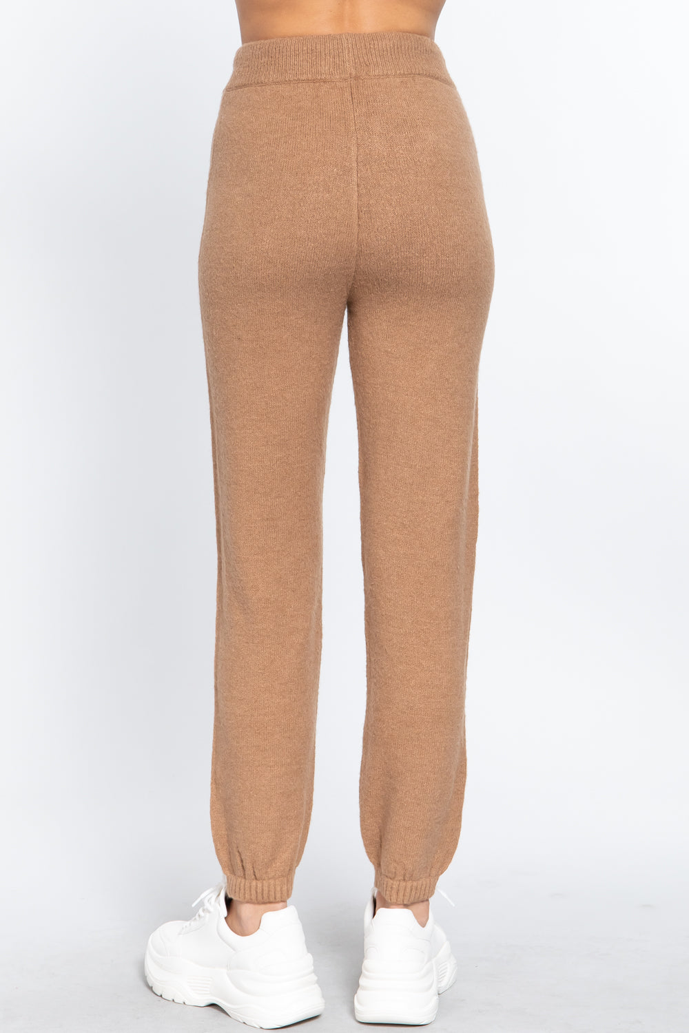 Drawstring Sweater Long Pants in Camel