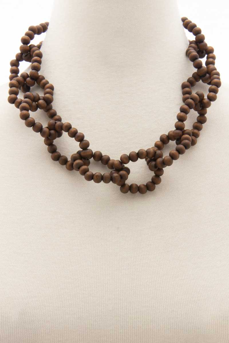 Color Wood Bead O Link Necklace for Women