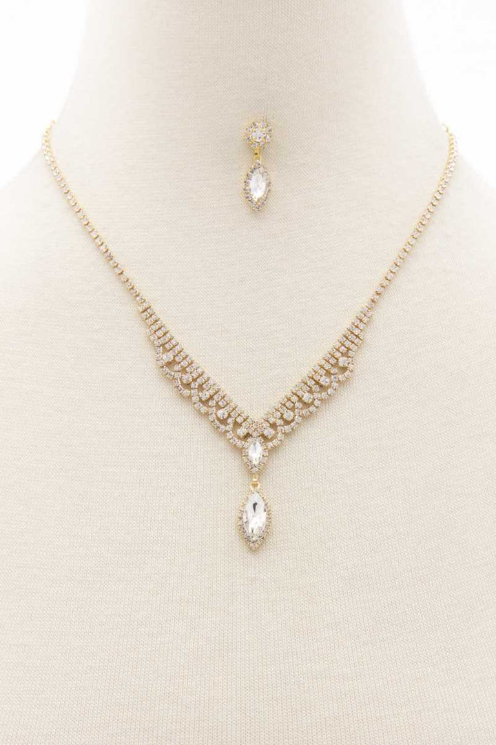 Marquise Shape Rhinestone Necklace for Women