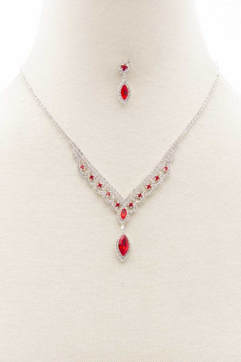 Marquise Shape Rhinestone Necklace for Women