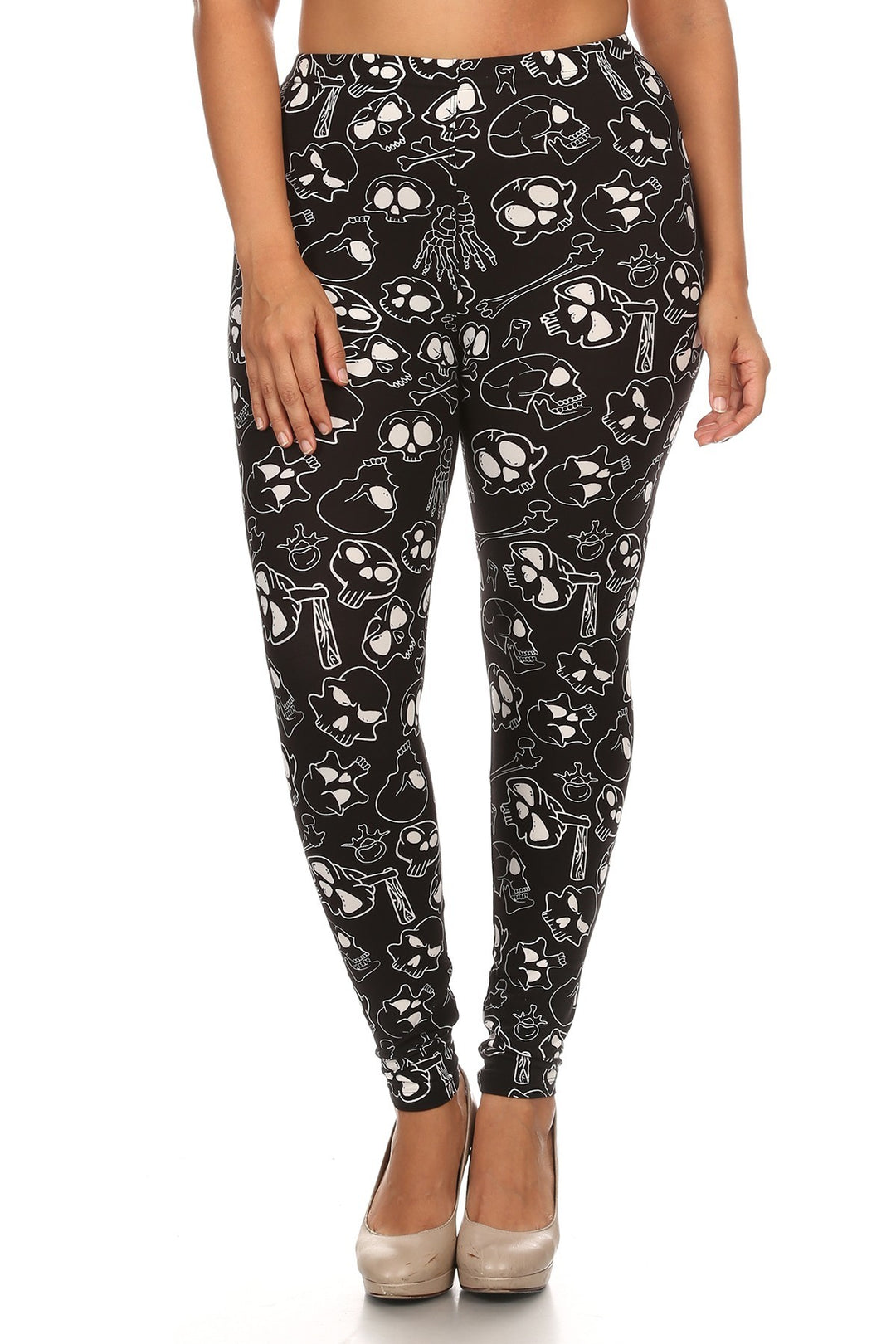 Women Plus Size Print, Full Length Leggings In A Fitted Style With A Banded High Waist