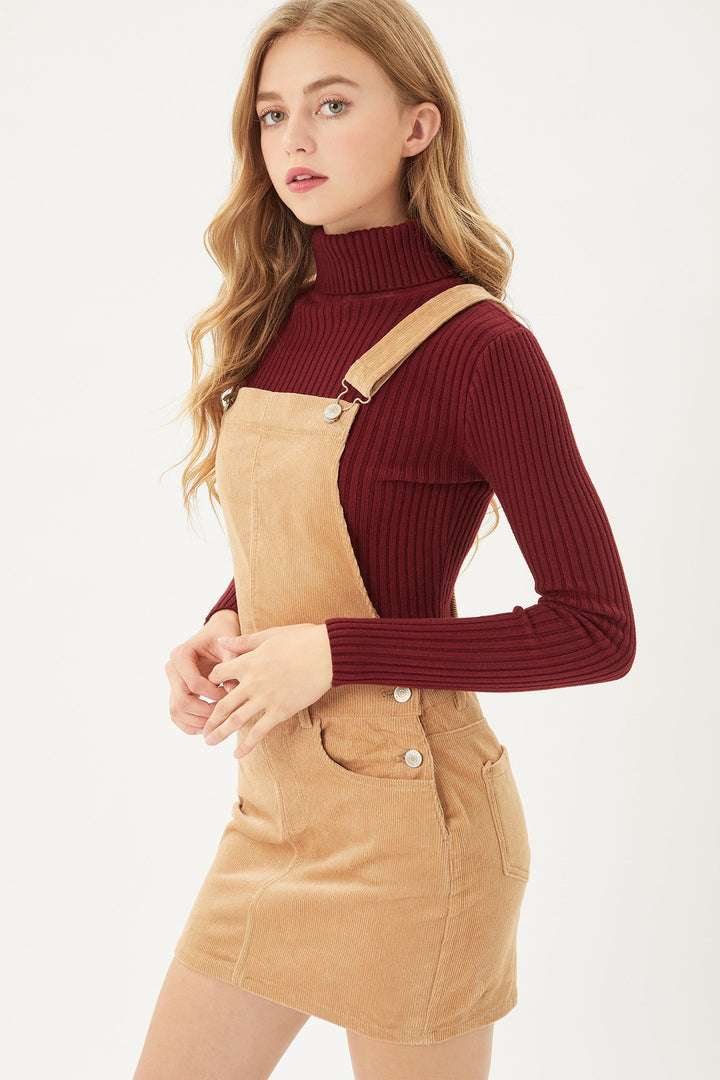 Overall Dress with Adjustable Straps, Belt Loops And Pockets in Camel