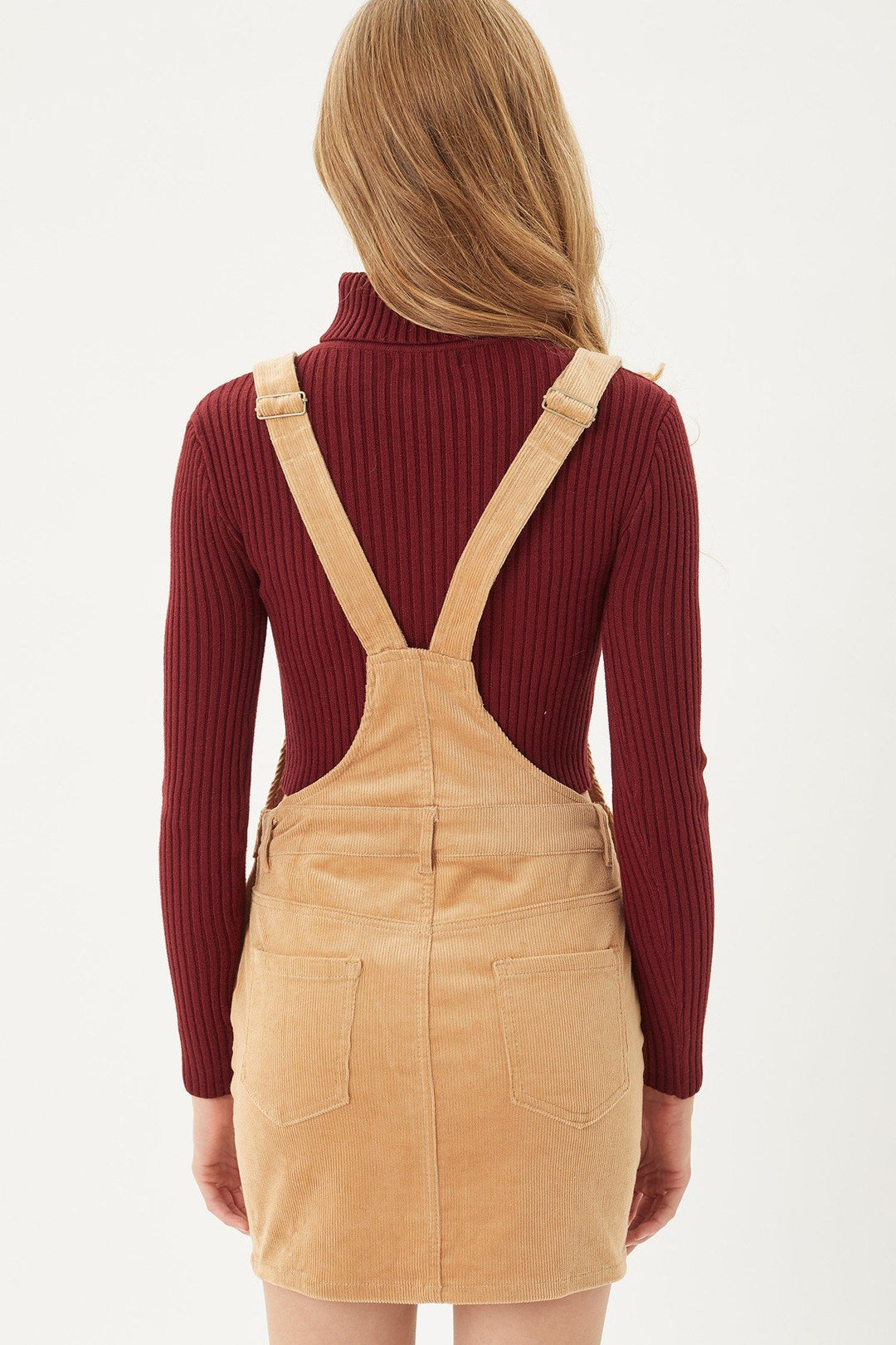 Overall Dress with Adjustable Straps, Belt Loops And Pockets in Camel