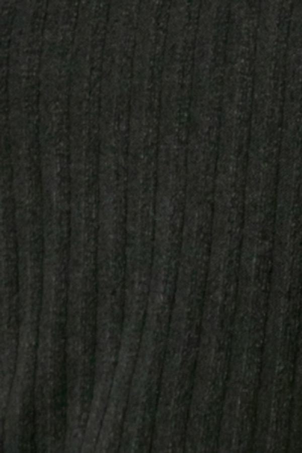 Round Neckline Front Ruffle Detail Knit Top in Black
