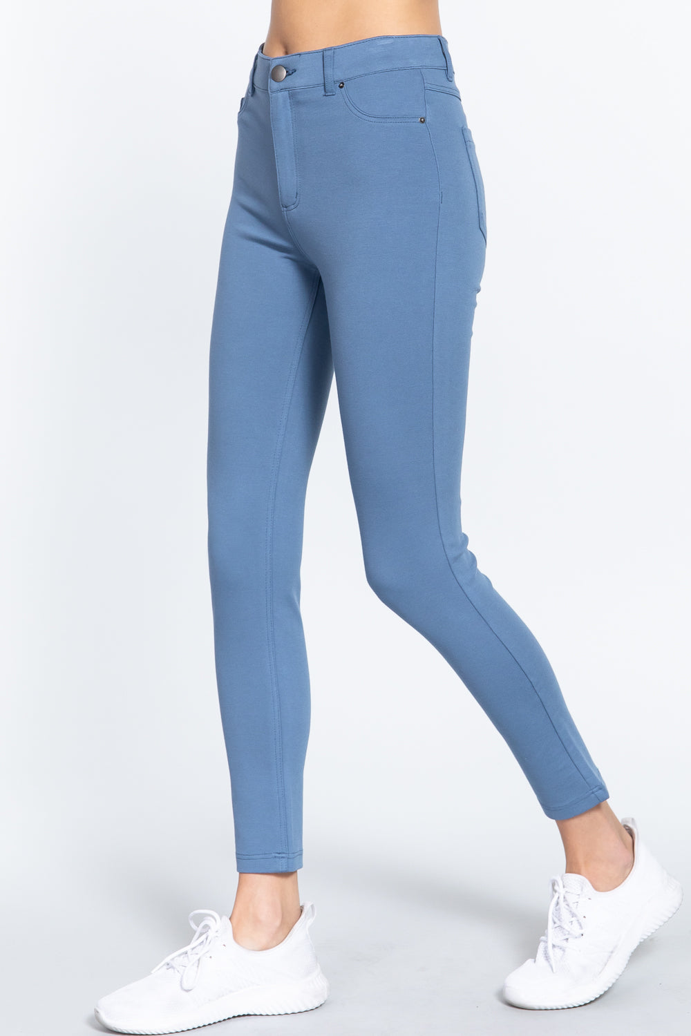 5-pockets Shape Skinny Ponte Mid-rise Pants in Blue