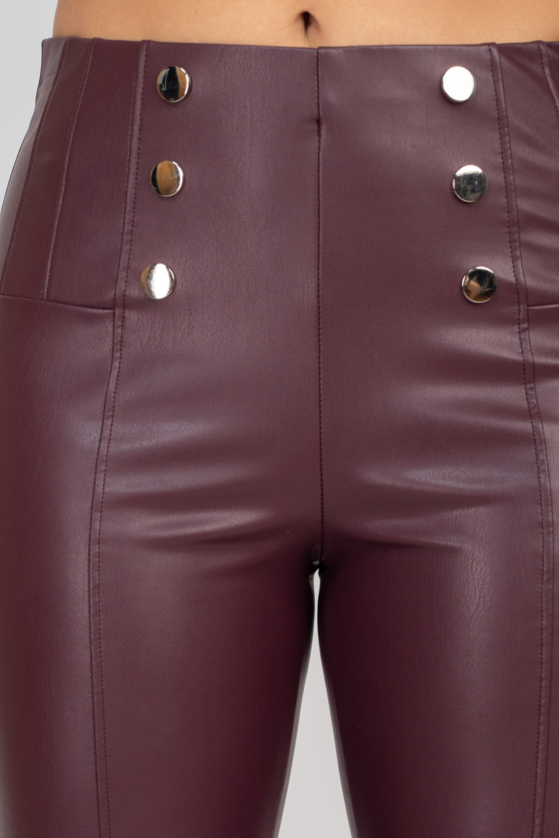 Button-detailed Skinny Pants