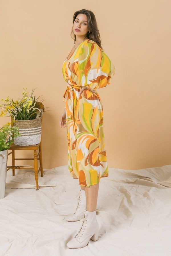 Printed Woven Midi Dress