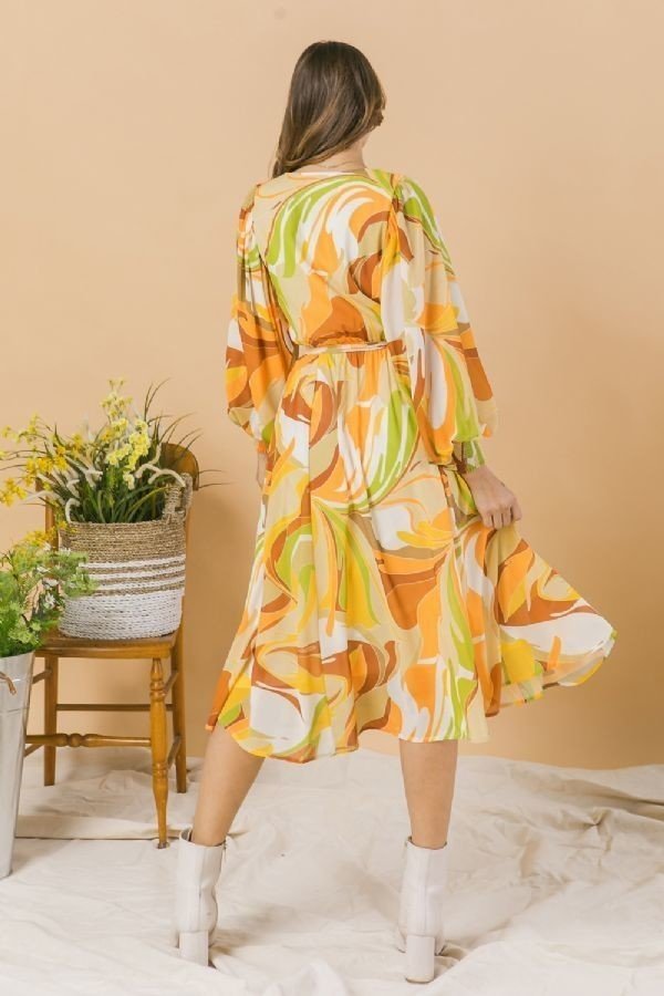 Printed Woven Midi Dress