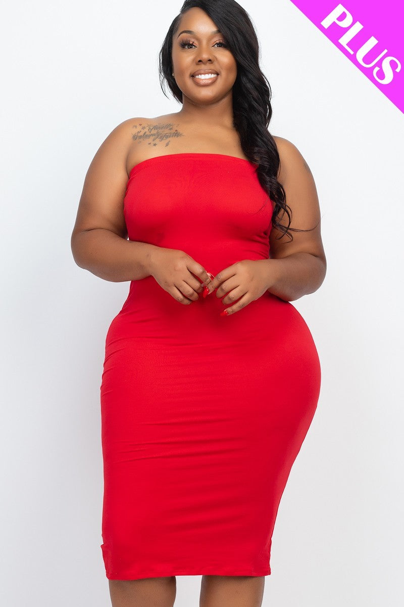 Plus Tube Bodycon Dress in Red