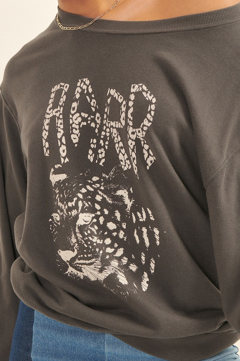 A Garment Dyed French Terry Graphic Sweatshirt in Charcoal