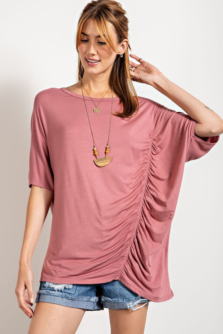 Loose Fit And Ruched Detailing Top in Mauve