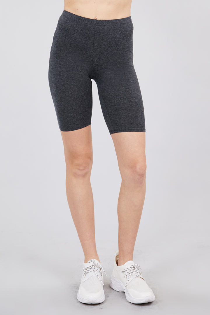Cotton Jersey Short Leggings in Charcoal Grey