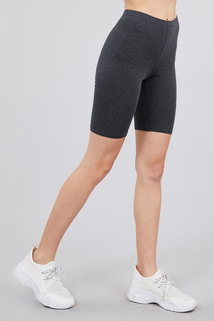 Cotton Jersey Short Leggings in Charcoal Grey