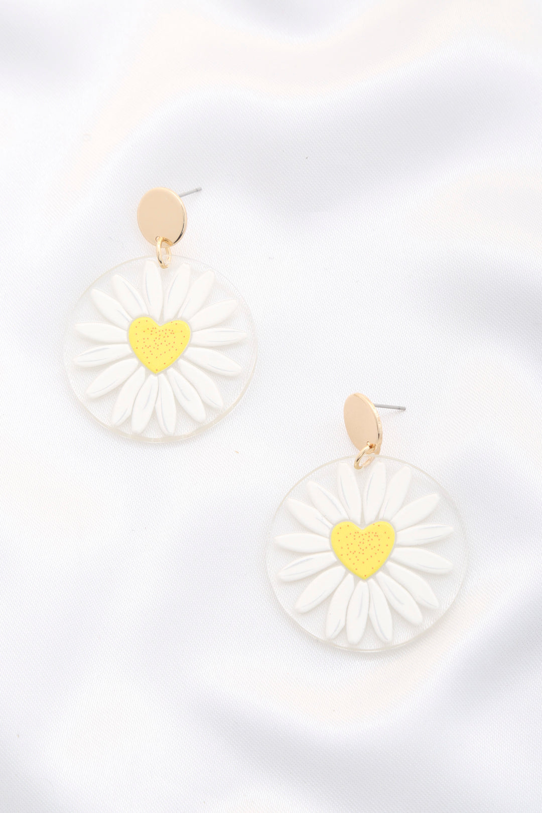 Daisy Printed Round Ac Drop Earrings