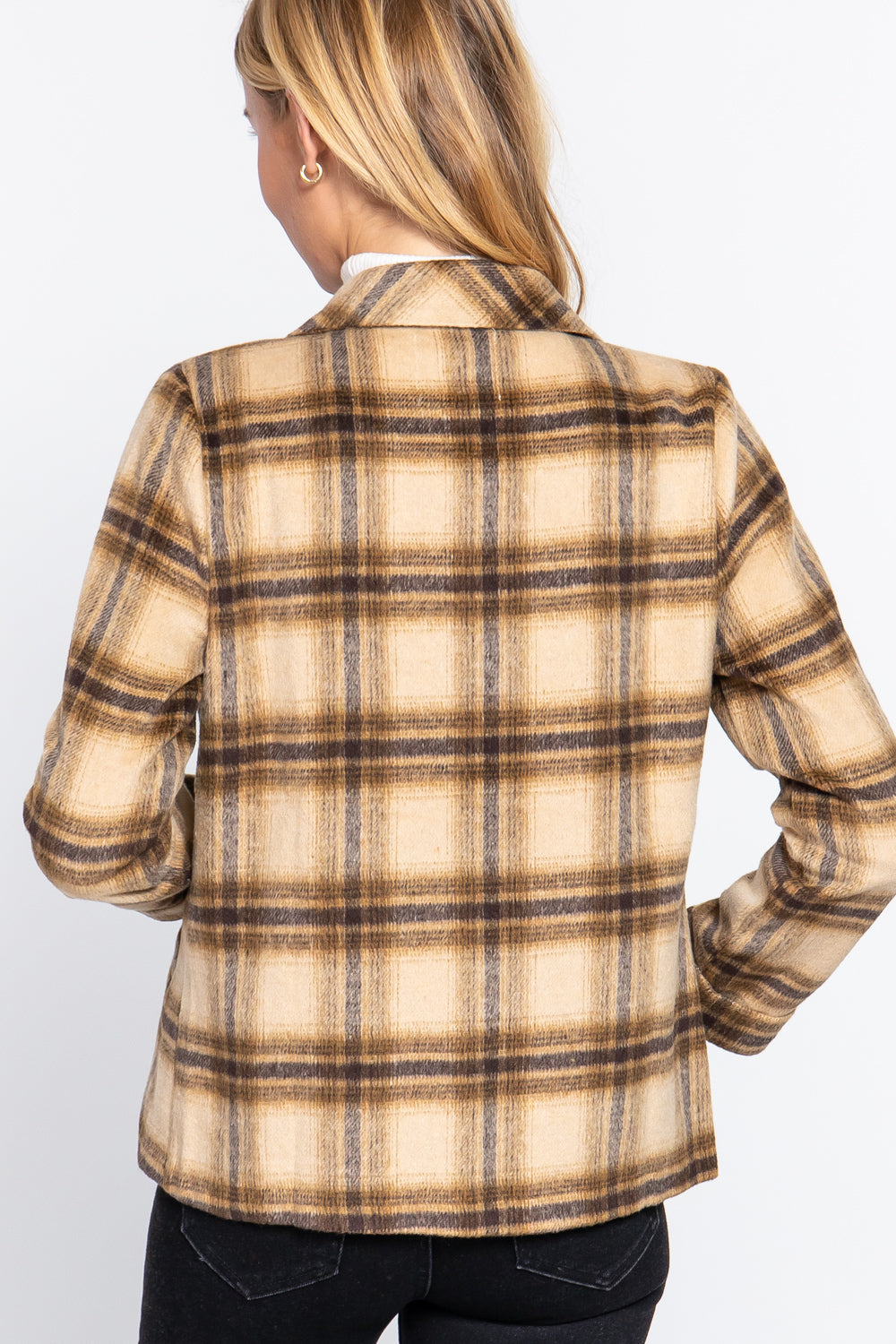 Active USA | Notched Collar Plaid Jacket