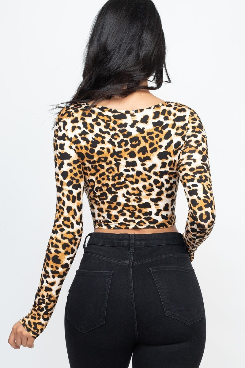 Qertyioot Women Elegant Leopard Print Front Buckle Traceless Sexy