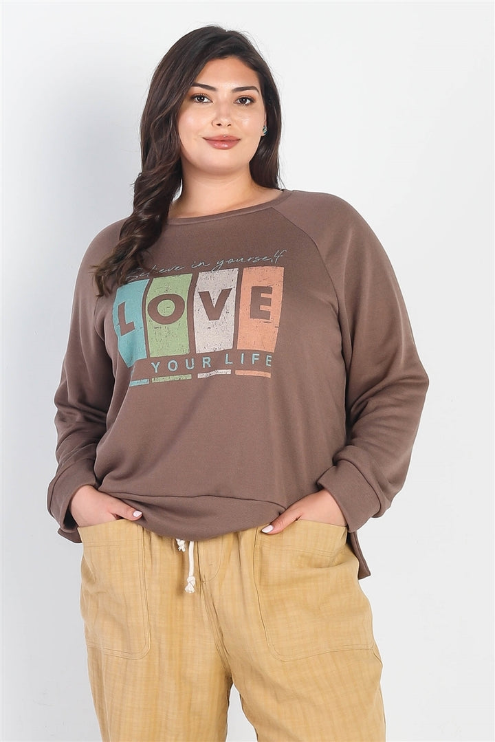 Plus Cocoa "Believe In Yourself, 4 Love Of Your Life" Long Sleeve Top